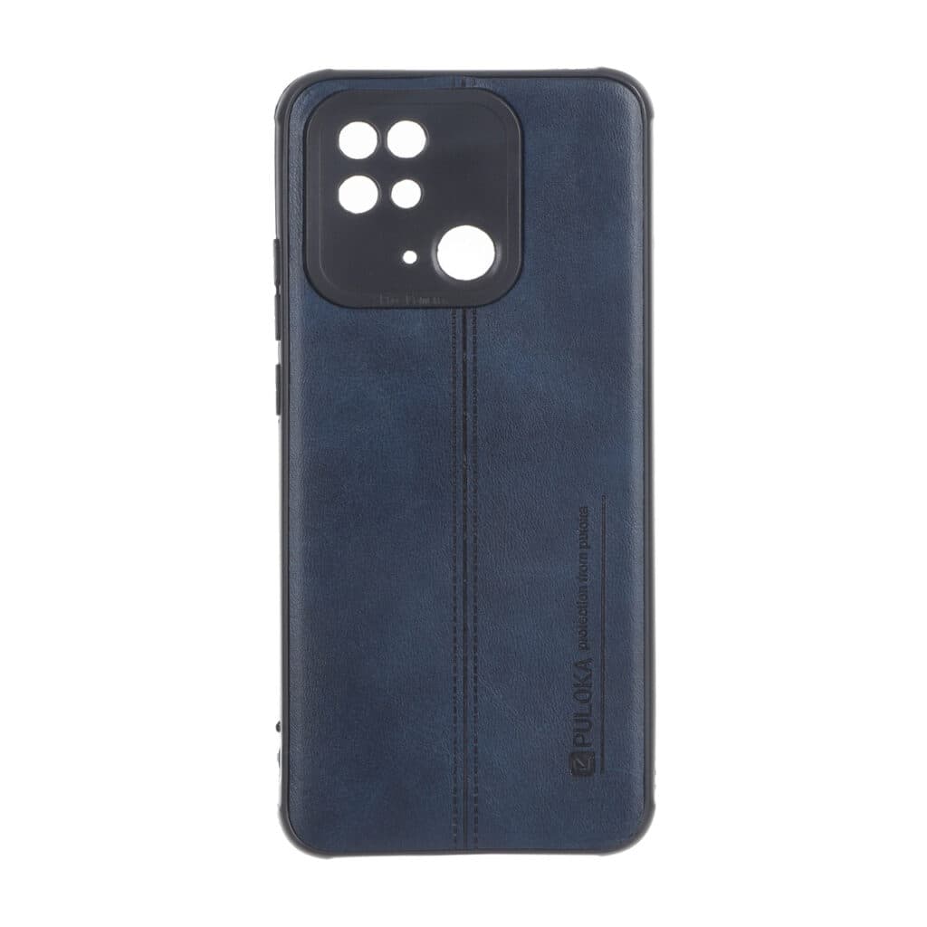 قاب Puloka طرح چرم دوخت دار محافظ لنزدار Xiaomi Redmi 10C / Redmi 10 Power / Poco C40 – سرمه ای — تصویر ۲