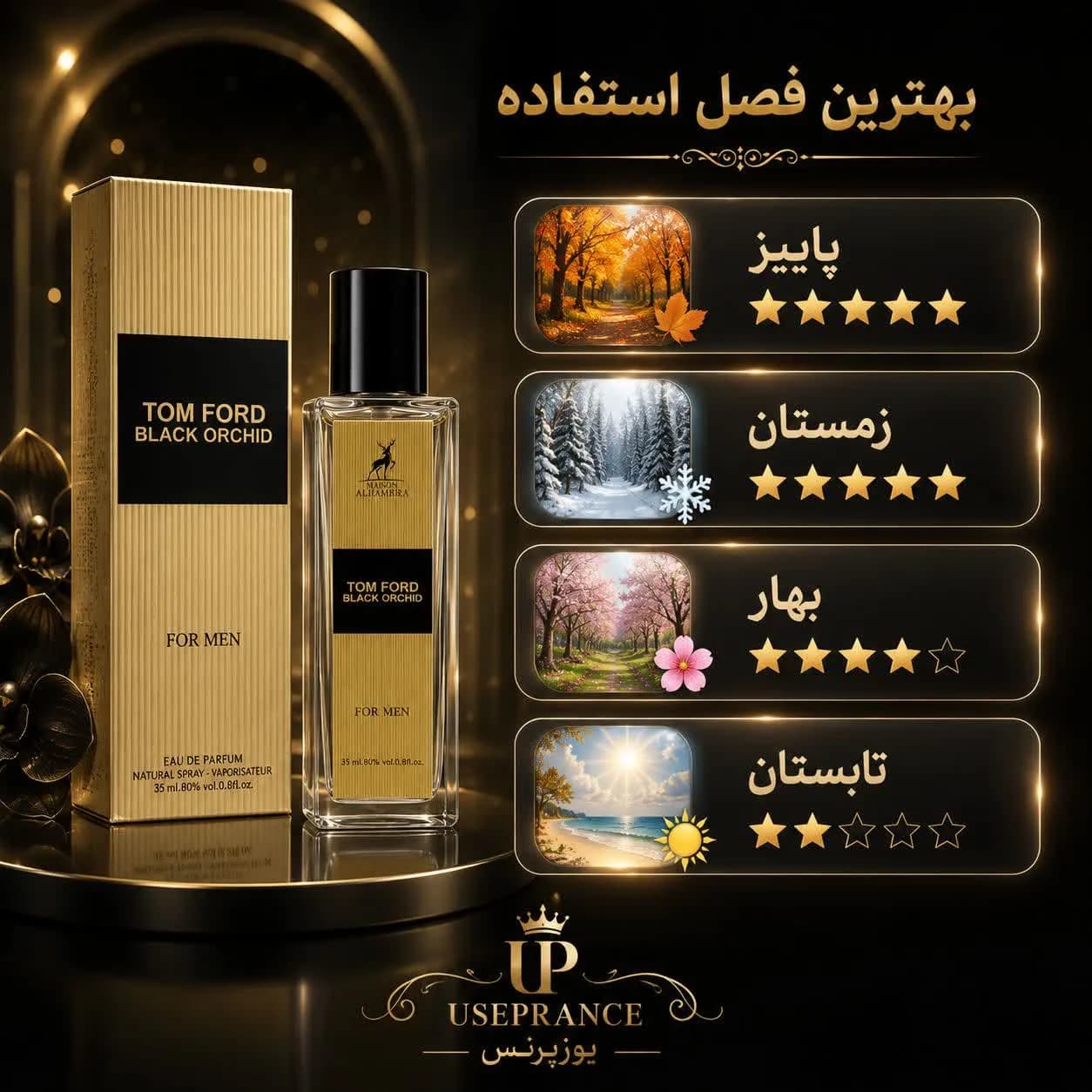 ادکلن تام فورد بلک ارکید الحمبرا 35 میل مردانه | رایحه مشابه Tom Ford Black Orchid — تصویر ۷