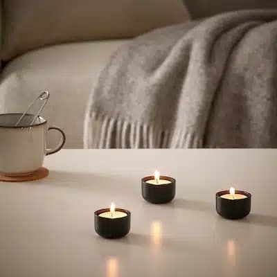 شمع وارمر 100 عددی بدون عطر ایکیا GLIMMA/ سفید — تصویر ۴
