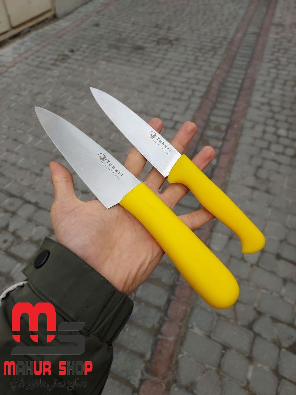 چاقو آشپزی طاهری تیغه استیل با کیفیت دسته پلاستیک مقاوم بسته ۲ عددی