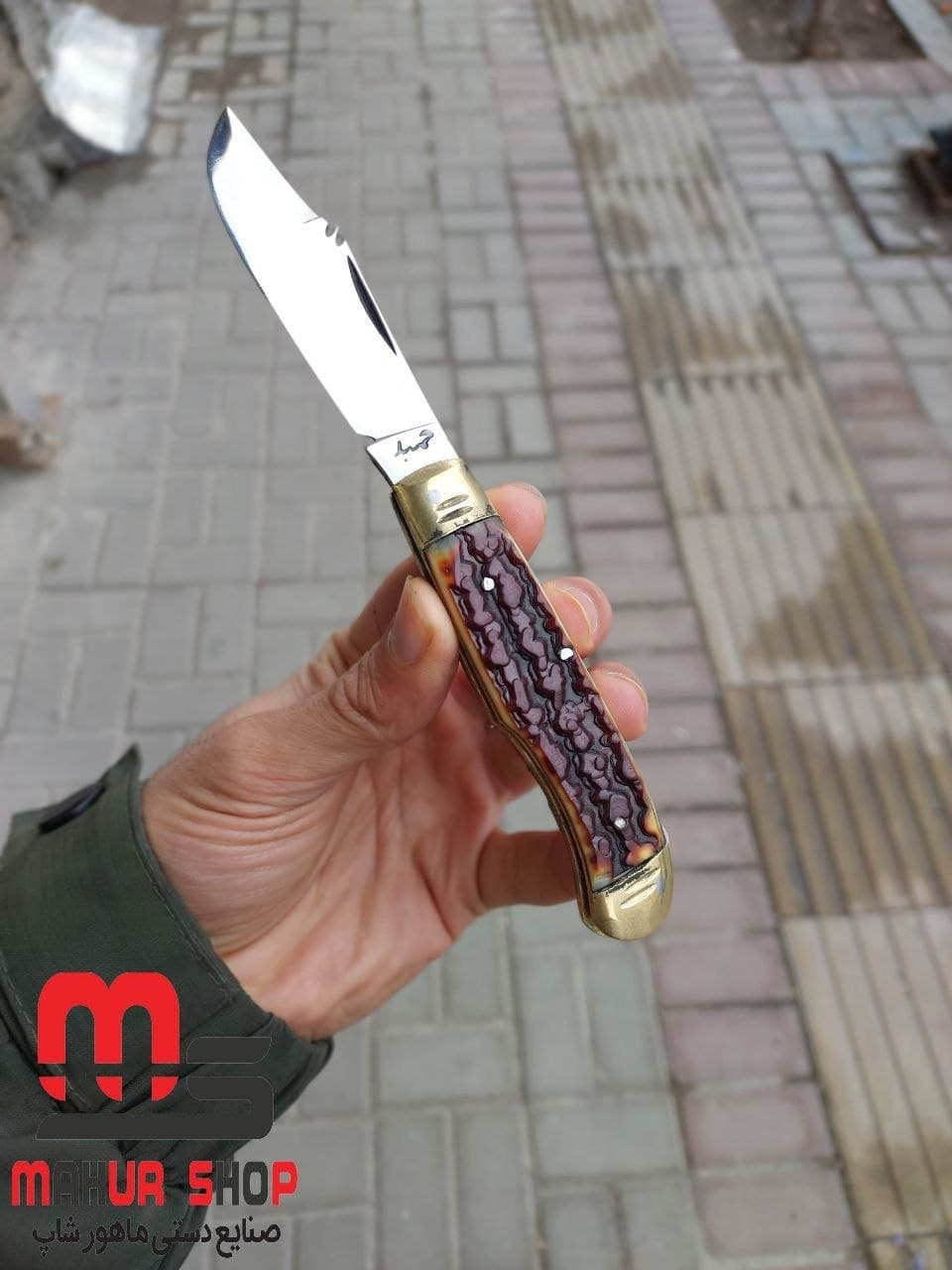 چاقو تاشو دسته زنجان میوه خورس استیل با کیفیت — تصویر ۲