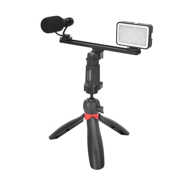 کیت نگهدارنده موبایل کامیکا COMICA CVM-VM10-K5 به همراه نور و میکروفون «اورجینال – ارسال 1 ساعت»