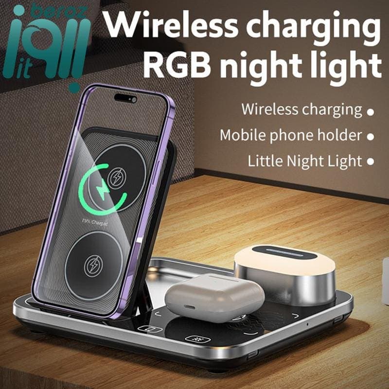 استند و شارژر وایرلس 15 وات Green Lion 4 in 1 Wireless Charging Station 2 — تصویر ۴