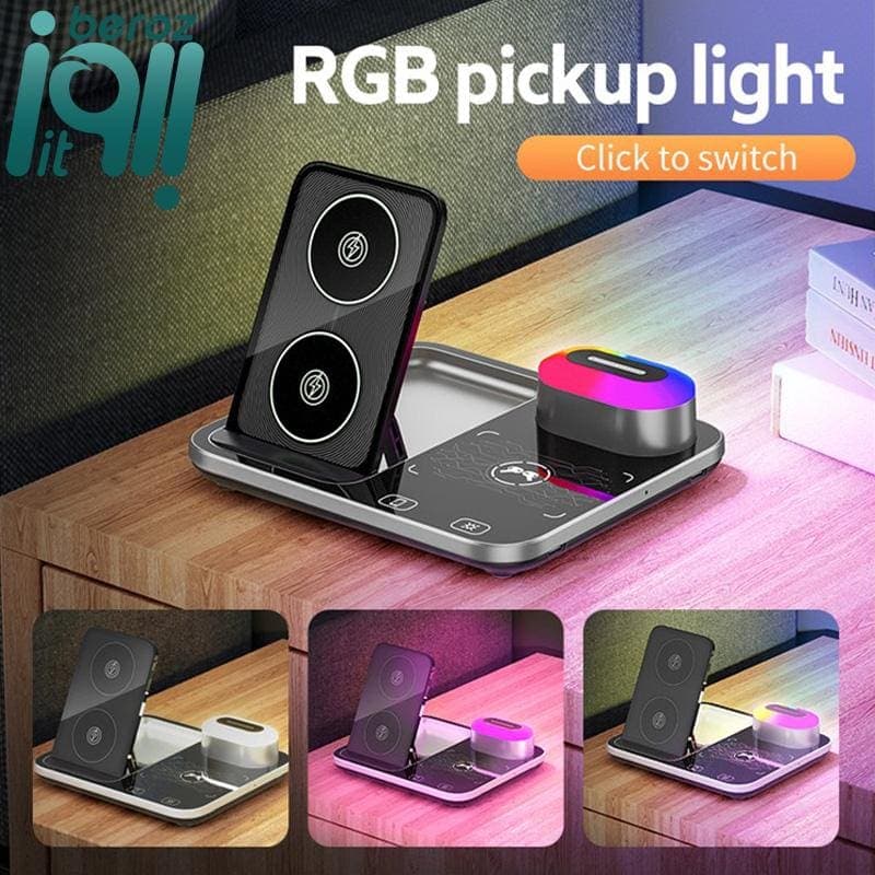 استند و شارژر وایرلس 15 وات Green Lion 4 in 1 Wireless Charging Station 2 — تصویر ۶