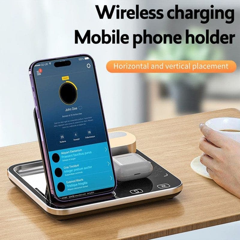 استند و شارژر وایرلس 15 وات Green Lion 4 in 1 Wireless Charging Station 2 — تصویر ۳