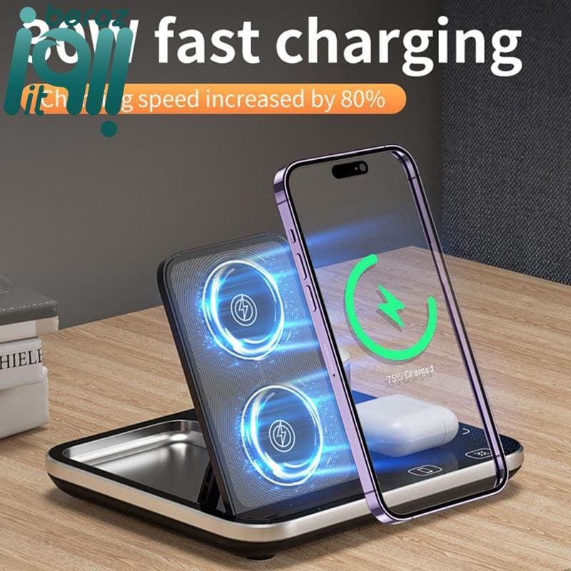 استند و شارژر وایرلس 15 وات Green Lion 4 in 1 Wireless Charging Station 2 — تصویر ۵