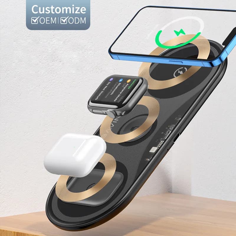 شارژر وایرلس باوین 15 وات Bavin PC817 3 in 1 wireless charger — تصویر ۵
