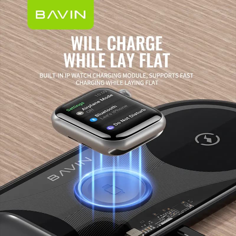 شارژر وایرلس باوین 15 وات Bavin PC817 3 in 1 wireless charger — تصویر ۴