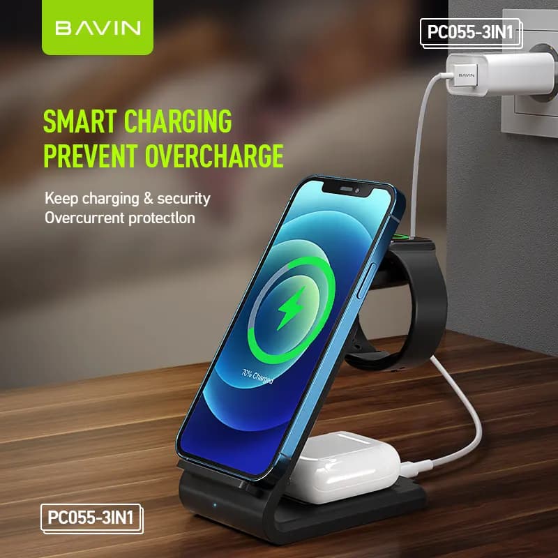 استند و شارژر وایرلس چندکاره باوین 15 وات Bavin PC055 — تصویر ۵