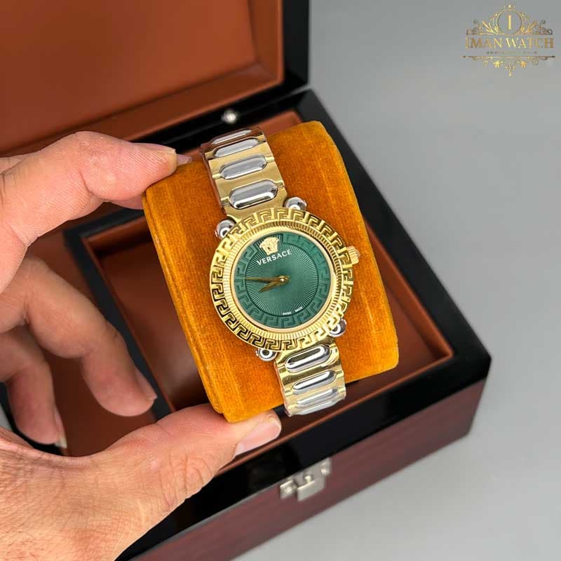 ساعت مچی زنانه ورساچه دو رنگ طلایی صفحه سبز Versace 5062Q — تصویر ۲