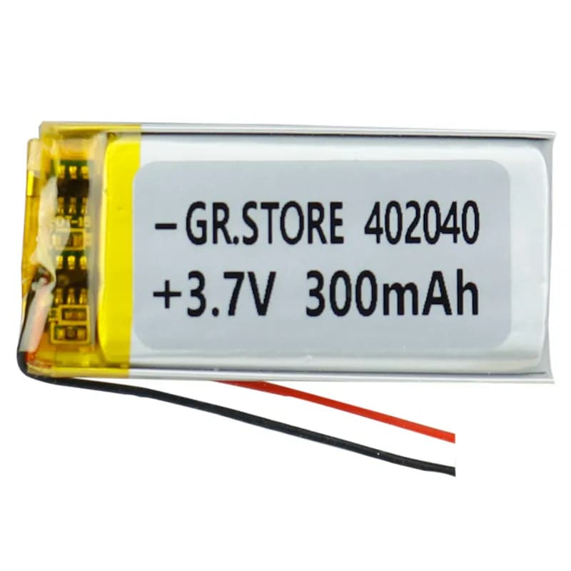 باتری لیتیوم-یون مدل 402040 سایز 40*19*4mm ظرفیت 300 میلی آمپر ساعت