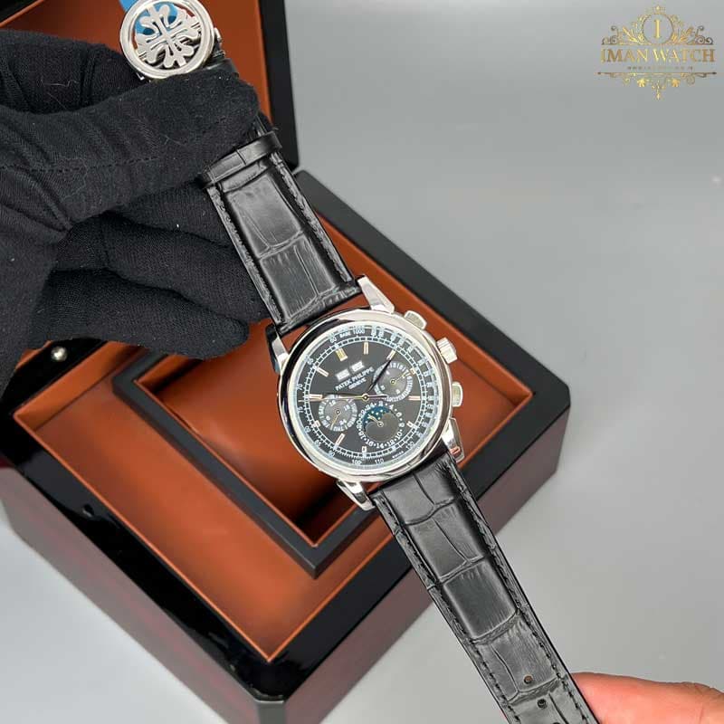 ساعت پتک فیلیپ مردانه اتوماتیک نقره ای صفحه مشکی Patek Philippe 5074 — تصویر ۳