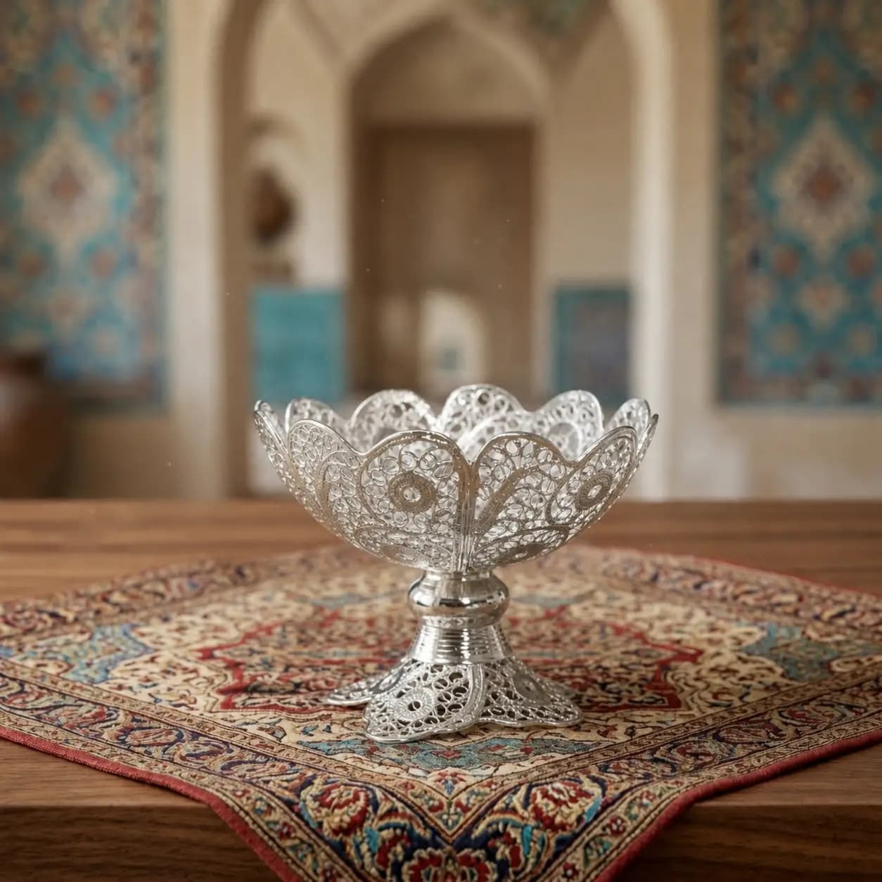 کاسه (پیاله) تک پایه قلبی ملیله