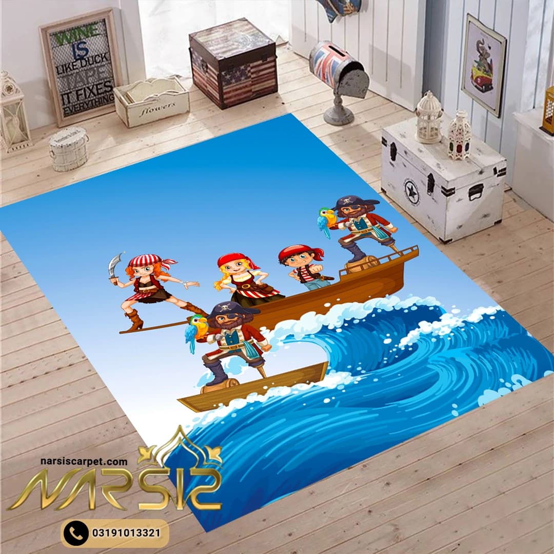 فرشینه کودک طرح دزد دریایی و کودکان کد 6059 — تصویر ۲