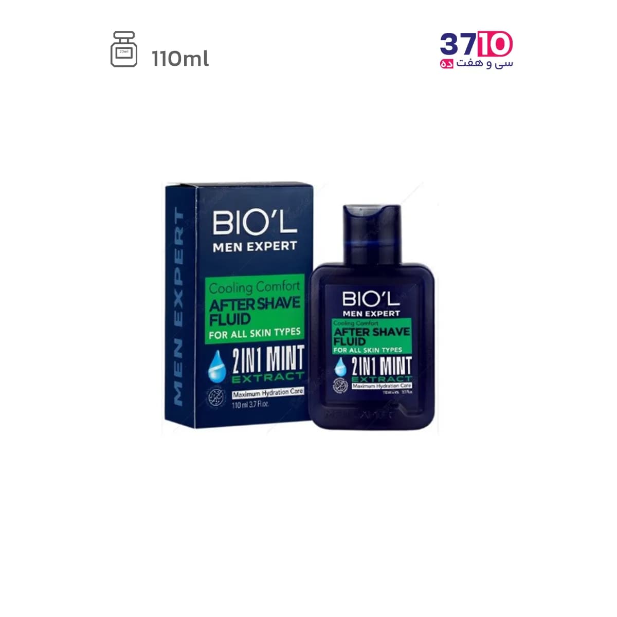 افتر شیو ادکلنی آنتی باکتریال و خنک کننده بیول حاوی عصاره مینت مناسب پوست نرمال تا چرب حجم 110 میلی لیتر