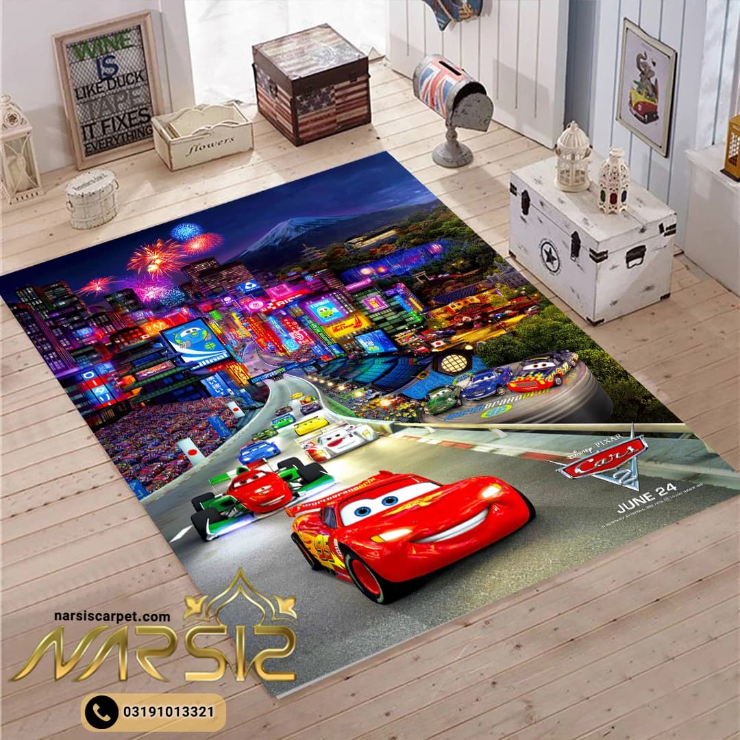 فرشینه کودک پسرانه طرح ماشین مک کویین کد 6051