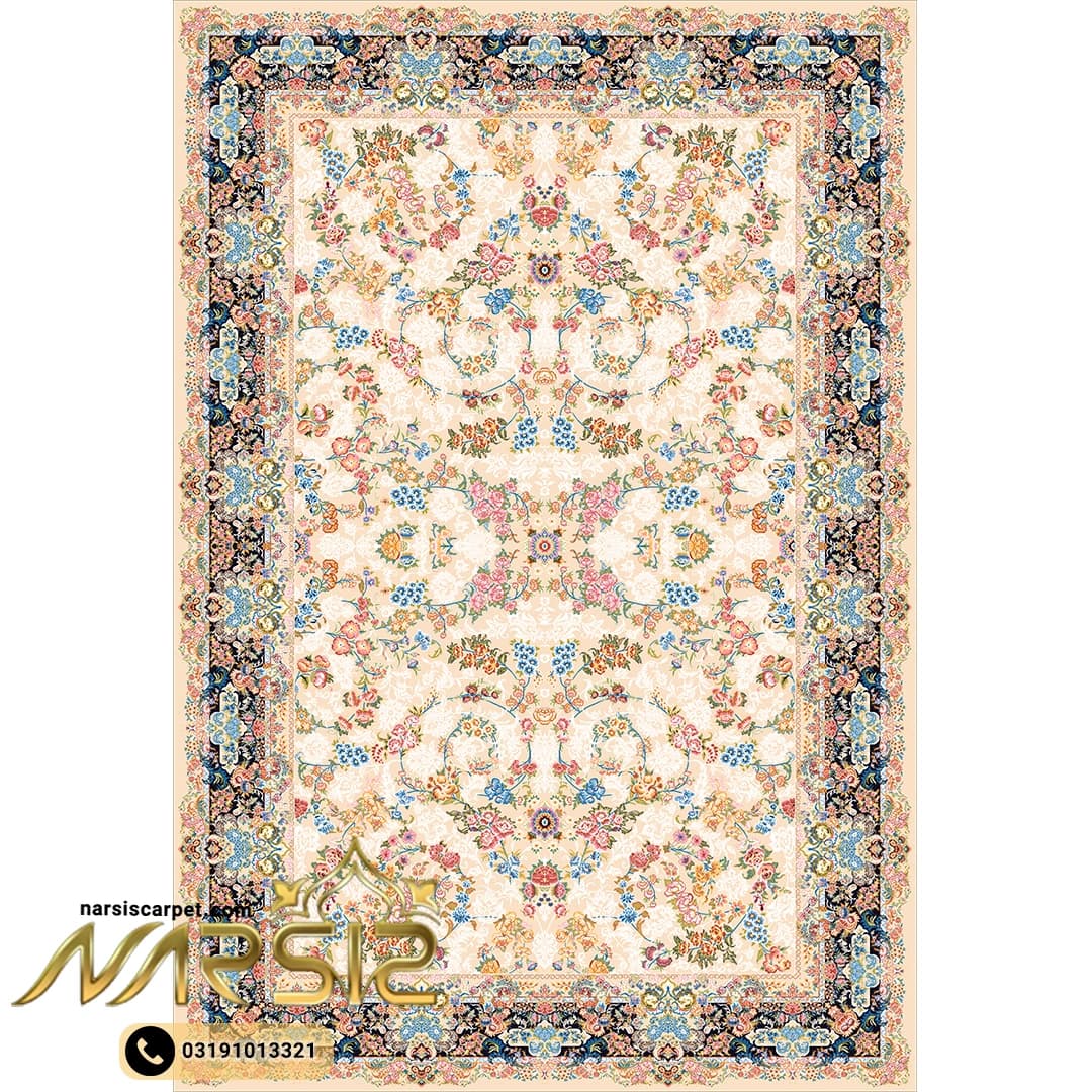 فرشینه فرش افشان طرح رویال بژ کد 9043