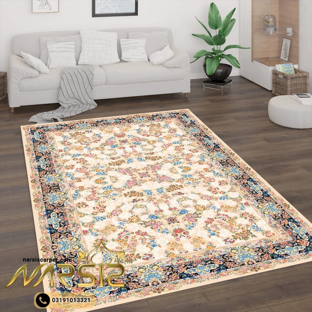 فرشینه فرش افشان طرح رویال بژ کد 9043 — تصویر ۲