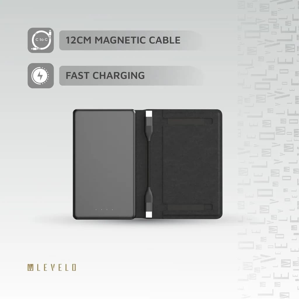 پاوربانک همراه باکابل و کیف پول Vermont لولو (LVLVT5PPBK) Levelo Vermont Portable 3 in 1 Wallet Power Bank — تصویر ۸