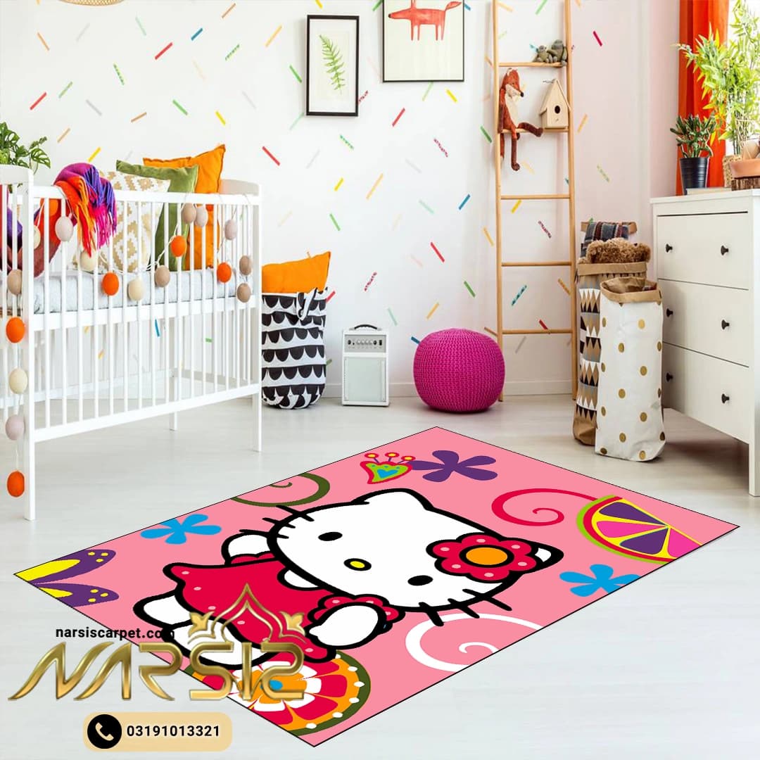 فرشینه کودک دخترانه طرح کیتی کد 6044 — تصویر ۲
