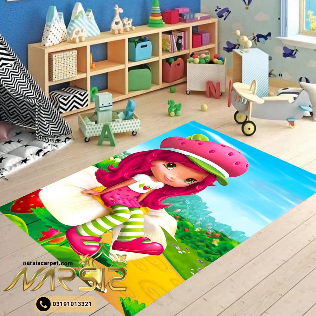 فرشینه کودک دخترانه طرح دختر توت فرنگی کد 6042 — تصویر ۲