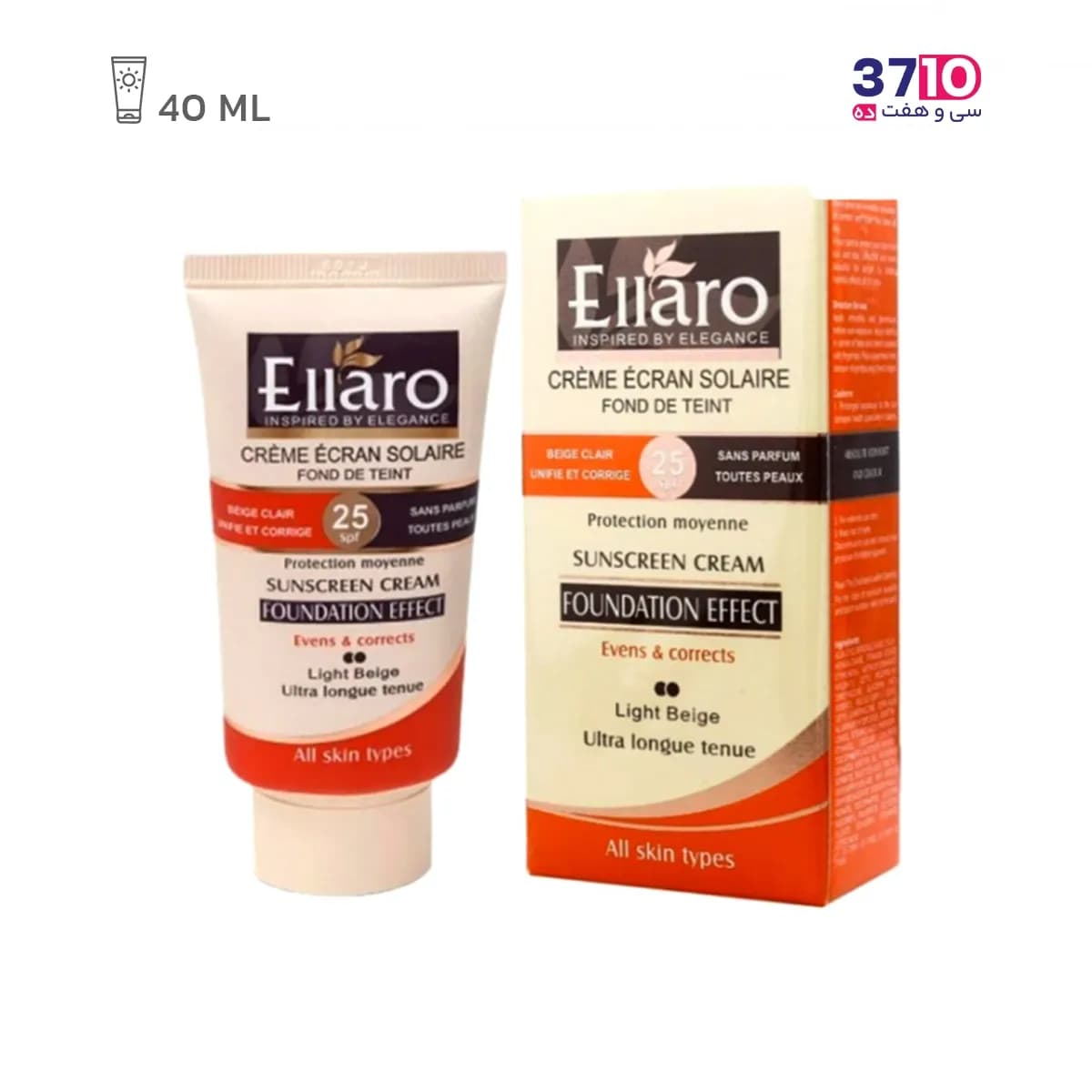کرم ضد آفتاب کرم پودری الارو مناسب انواع پوست SPF25 رنگ بژ روشن — تصویر ۳