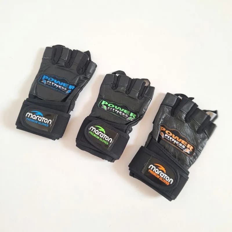 دستکش بدنسازی چرم POWER FITNES حرفه ای وارداتی — تصویر ۵