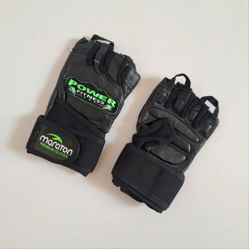 دستکش بدنسازی چرم POWER FITNES حرفه ای وارداتی — تصویر ۶