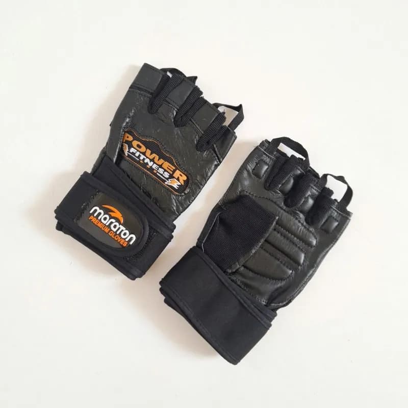 دستکش بدنسازی چرم POWER FITNES حرفه ای وارداتی — تصویر ۷