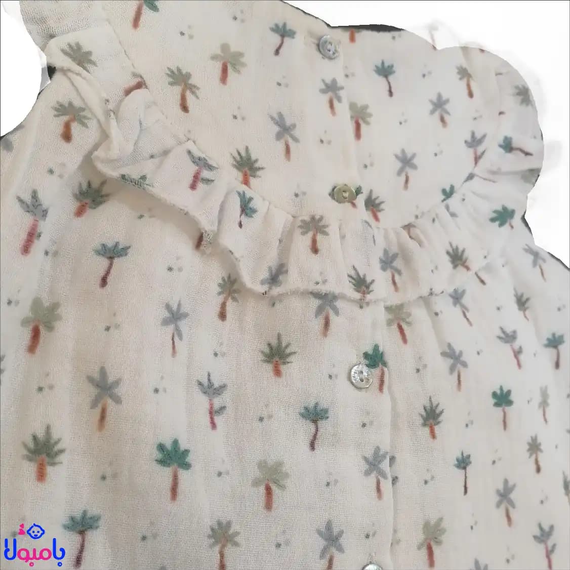 ست سه تیکه پیراهن دخترونه ژینا طرح نخل ایندیگو — تصویر ۳