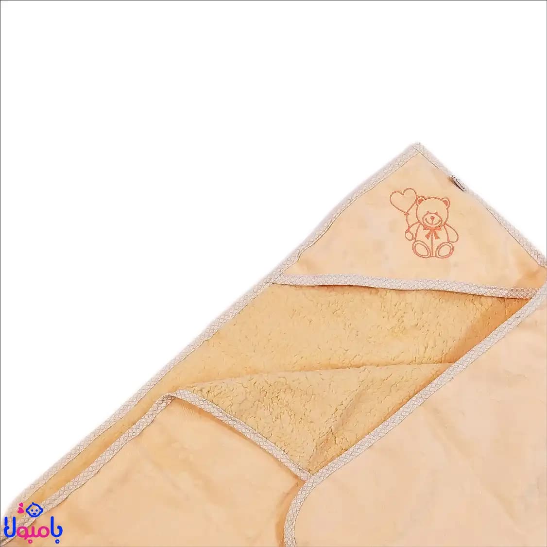 پتو دورپیچ کلاهدار نوزاد گلبهی 74*74سانتیمتر — تصویر ۳