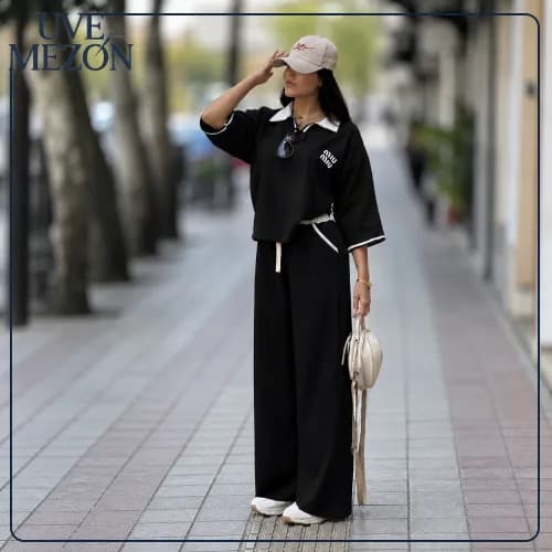 ست بلوز شلوار miu miu دخترانه AT14 جنس مازراتی