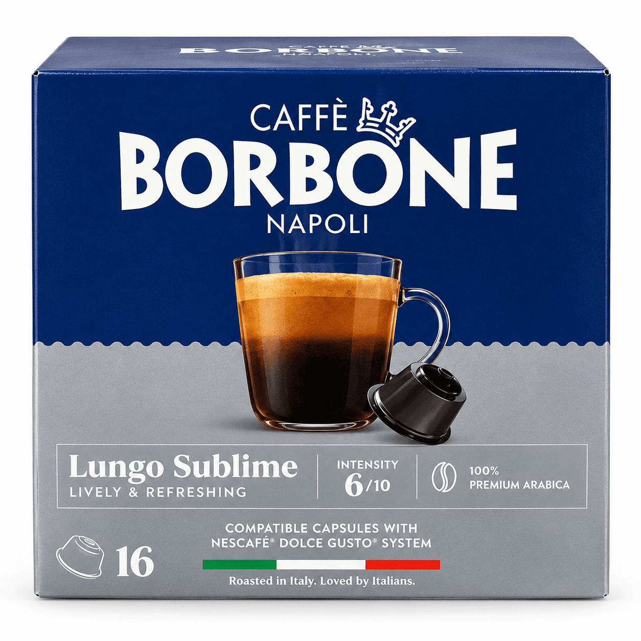 کپسول بوربون لونگو سوبلیم ۱۶ عددی دولچه گوستو | Caffè Borbone Lungo Sublime تاریخ انقضا 2028/05