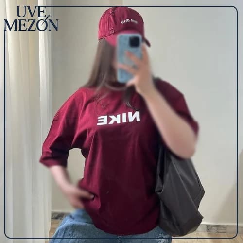 تیشرت باکسی زنانه طرح NIKE کد MJ10 نخ پنبه فری سایز — تصویر ۳