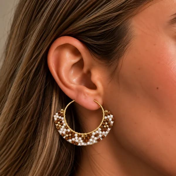 گوشواره طلا 18 عیار میوکی مدل mocha leopard کالکشن جنگل