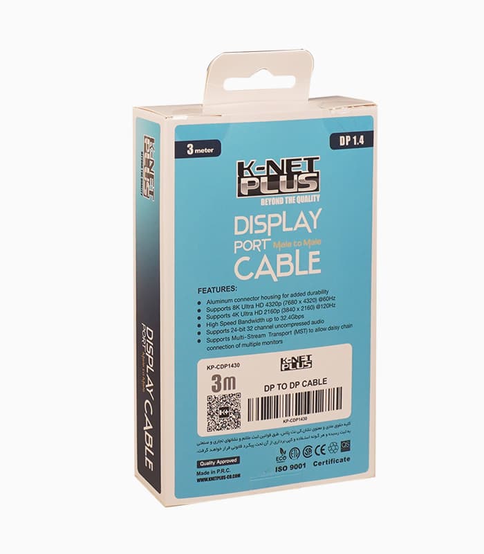 کابل ۱٫۴ DisplayPort کی نت پلاس مدل KP-CDP1430 طول 3 متر — تصویر ۴