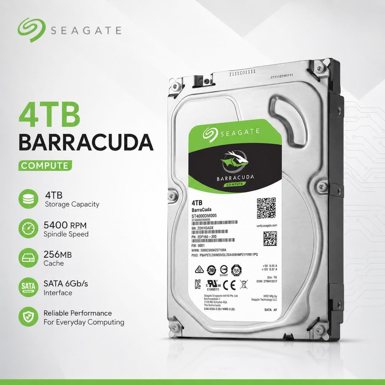 هارد دیسک Seagate BarraCuda 4TB(استوک)