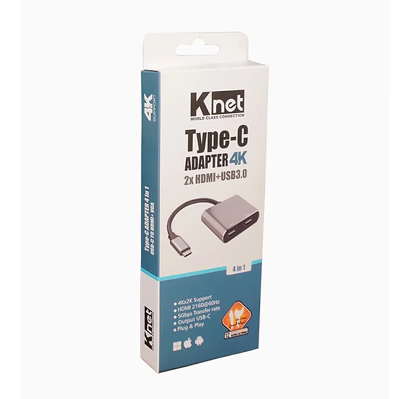 مبدل TypeC به Dual HDMI+USB+PD کی نت مدل K net K-COUC2HDU3 — تصویر ۳