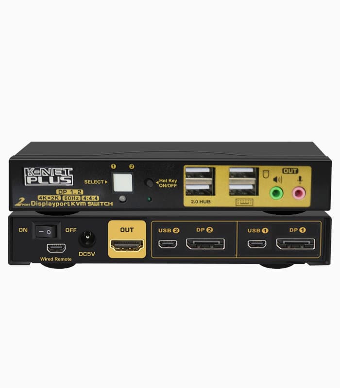 کی وی ام سوئیچ 2 پورت Display اتوماتیک کی نت پلاس مدل KP-SWKDP02 — تصویر ۵