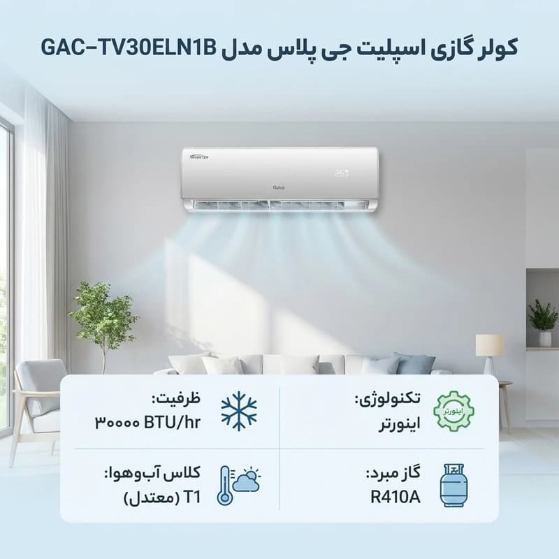 کولر گازی اینورتر ۱۲۰۰۰ جی پلاس مدل GAC-TF12TP3E — تصویر ۴