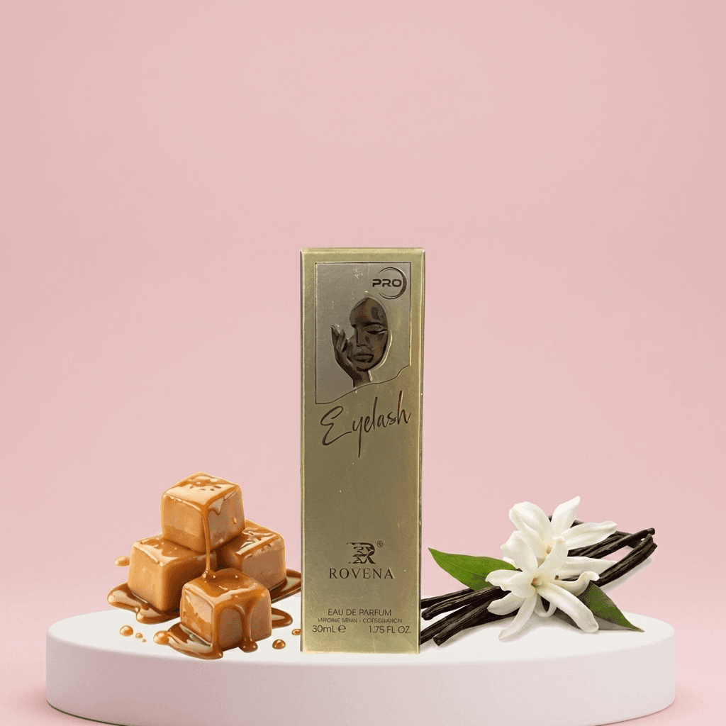 عطر جیبی ROVENA Eyelash روونا | رایحه شیرین و وانیلی کاراملی | 30 میل