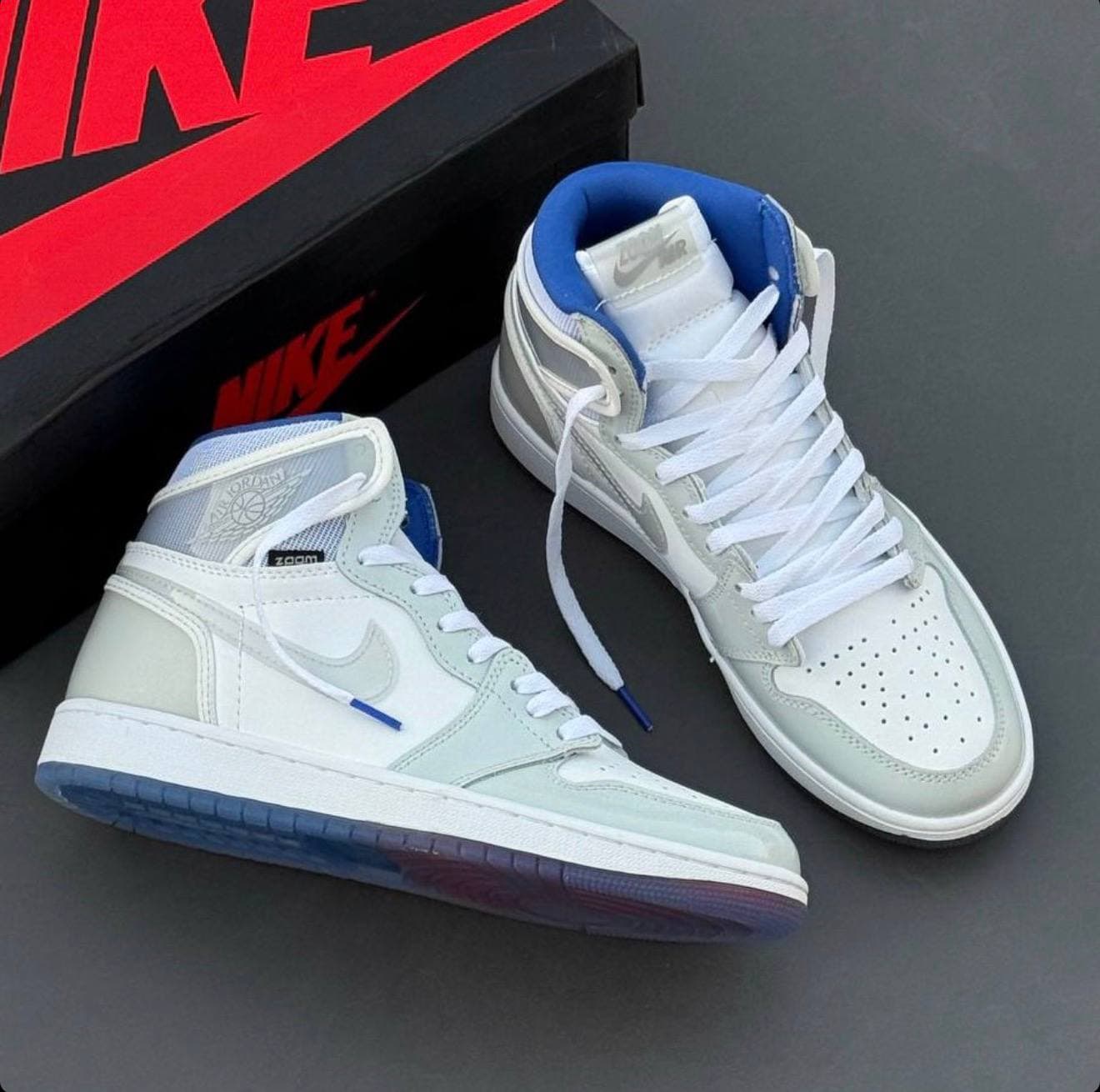 کفش کتونی ساقدار نایک ایر جردن 1 زوم ریسر بلو Nike Air Jordan 1 High Zoom Racer blue — تصویر ۴