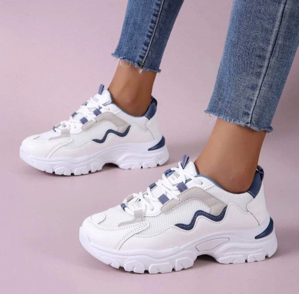 کتونی اسپرت لژدار طبی زنانه مدل ریوا | کفش فانتزی راحتی womens platform sneakers — تصویر ۳