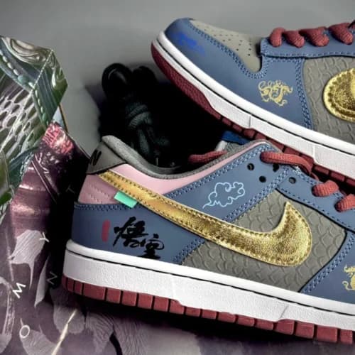 کفش کتونی نایک اس بی دانک لو بلک میت ووکنگ شائولین Nike sb dunk low black myth Wukong shaolin — تصویر ۷