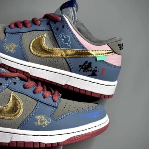 کفش کتونی نایک اس بی دانک لو بلک میت ووکنگ شائولین Nike sb dunk low black myth Wukong shaolin — تصویر ۹