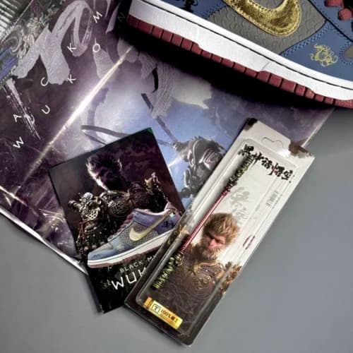 کفش کتونی نایک اس بی دانک لو بلک میت ووکنگ شائولین Nike sb dunk low black myth Wukong shaolin — تصویر ۸