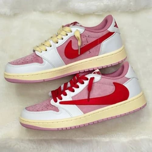 کفش کتونی نایک ایر جردن 1 لو تراویس اسکات صورتی شای پینک NIKE AIR JORDAN 1 TRAVIS SCOTT Shy pink — تصویر ۶