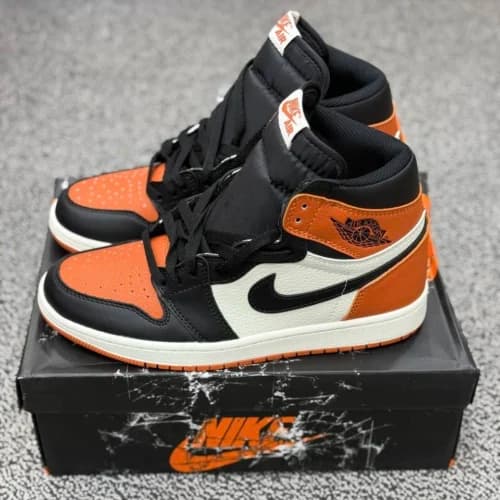 کفش کتونی نایک ایر جردن 1 ساقدار نارنجی مشکی شکسته | NIKE AIR JORDAN 1 SHATTERED BACKBOARD — تصویر ۵