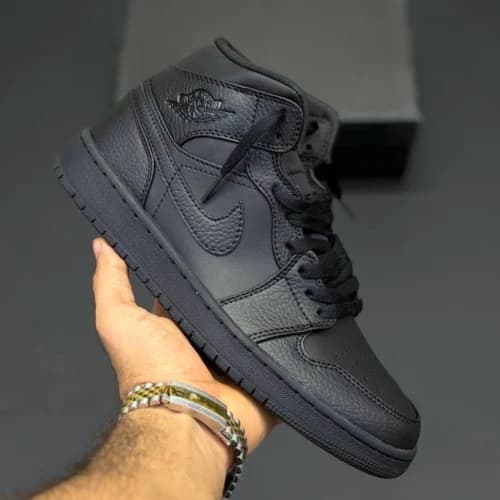 کفش کتونی نایک ایر جردن 1 ساقدار تمام مشکی “Nike Air Jordan 1 mid “Triple Black — تصویر ۷