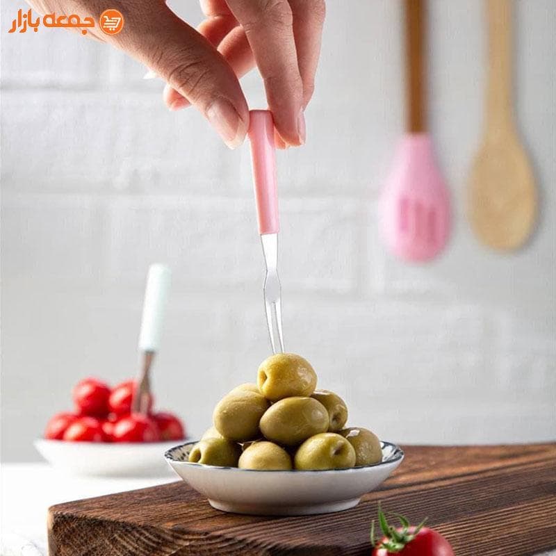 چنگال زیتون خوری 6 عددی دسته پلاستیکی — تصویر ۲